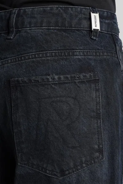 Represent R3 Distressed Baggy Denim In Black