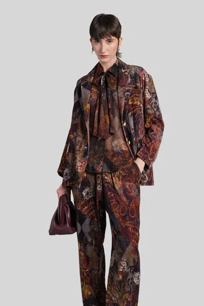 Yavi Floral-print Blazer In Brown