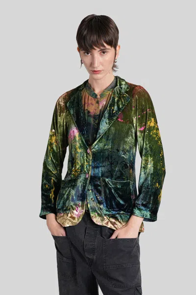 Yavi Buttoned Pocketed Jacket In Green