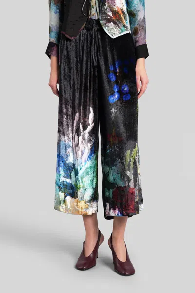 Yavi Printed Drawstring Trousers In Black