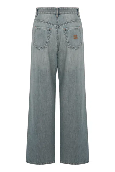 Miu Miu Wide-leg Jeans With 5 Pockets In Blue