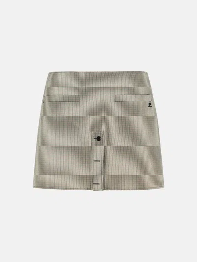 Courrèges Beige Wool Blend Miniskirt In Gray