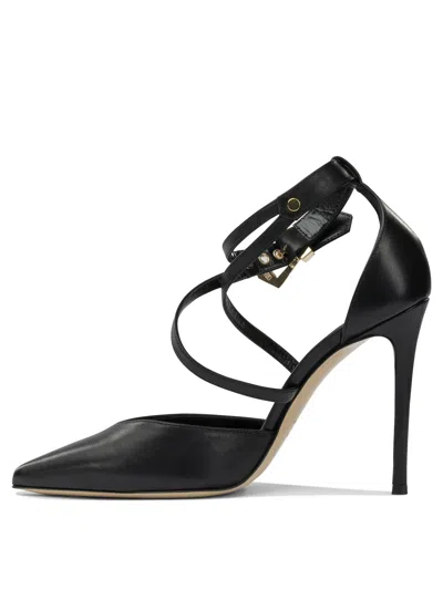Ninalilou Buckled-strap Pointed-toe Pumps In Black