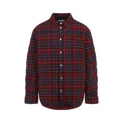 Off-white Padded Check Cotton Shirt Jacket With Logo In Multi