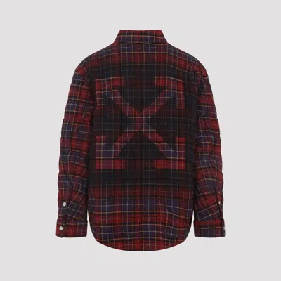 Off-white Padded Check Cotton Shirt Jacket With Logo In Multi