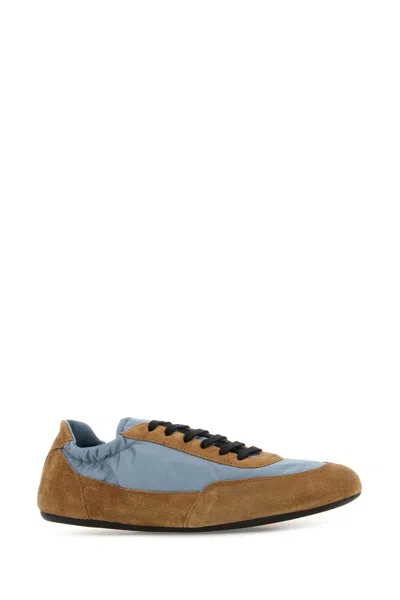 Prada Two-tone Re-nylon And Suede Collapse Sneakers In Brown