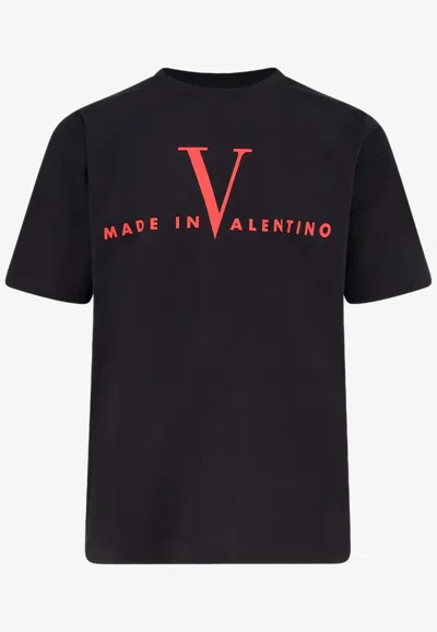 Valentino Crew Neck Short Sleeve T-shirt Design In Black