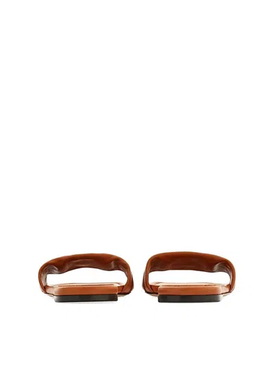 Ferragamo Gancini Slide In Cognac Leather Women In Brown