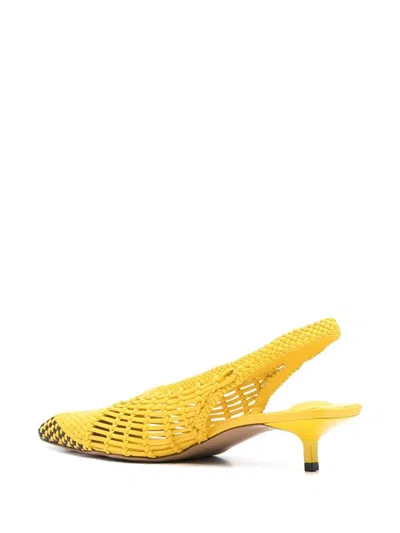 Jacquemus Woven Slingback Shoes With Pointed Toe In Yellow