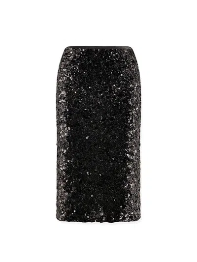 Pinko Pappacieca Pencil Skirt With Sequins In Black