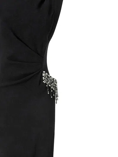 Pinko Midi Sleeveless Dress With Side Split And Sequins In Black