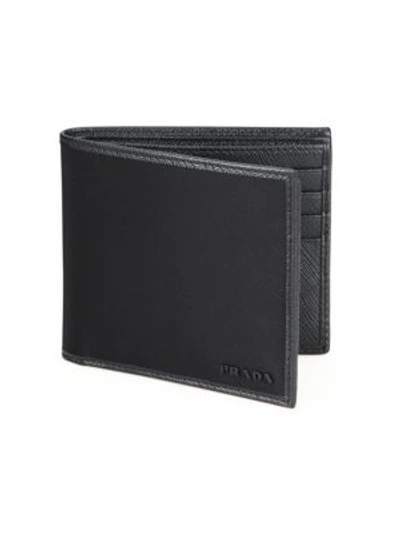 Prada Saffiano Leather Corner-logo Wallet In Granato Baltico