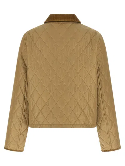 Burberry Cropped Quilted Nylon Jacket In Neutral