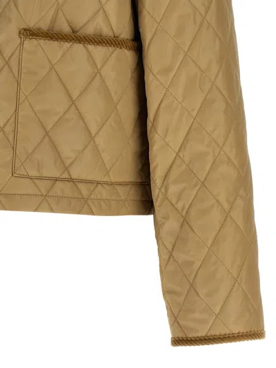 Burberry Cropped Quilted Nylon Jacket In Neutral