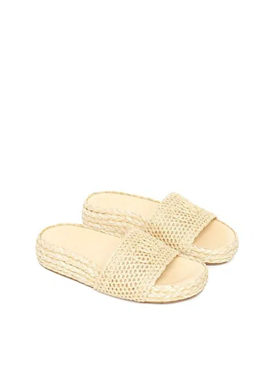 Chloé Sandalia Isla Natural Crochet Y Esparto In Neutral