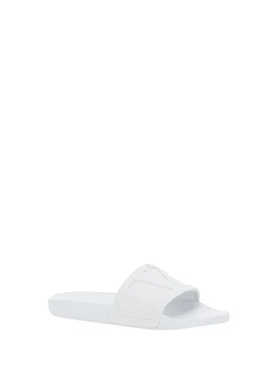 Valentino Garavani Whitesandals With Open Toe And Embossed Logo In Rubber Man