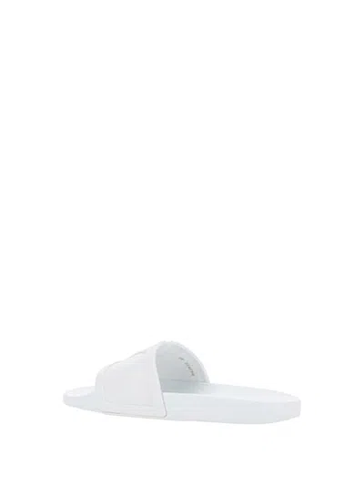 Valentino Garavani Whitesandals With Open Toe And Embossed Logo In Rubber Man