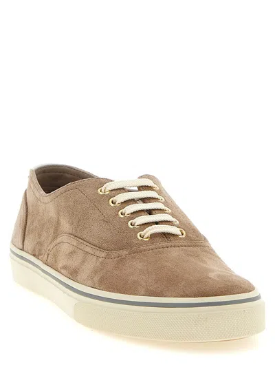 Brunello Cucinelli Beige Suede Sneakers In Neutral