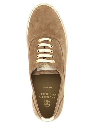 Brunello Cucinelli Beige Suede Sneakers In Neutral