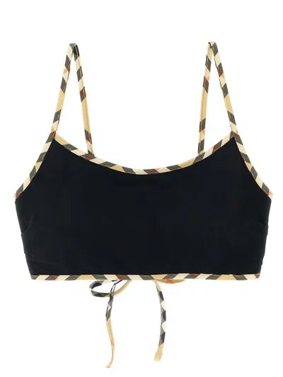 Burberry Starla Bikini Top Patterned Trim Design In Black