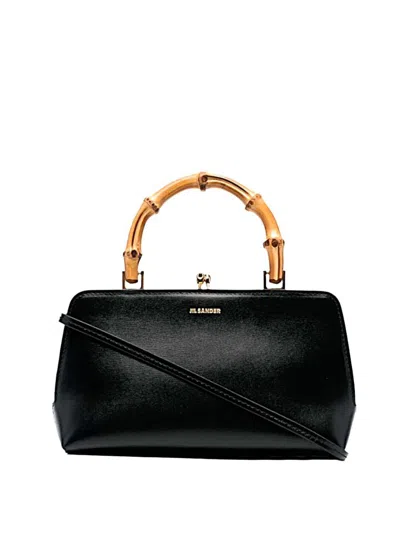 Jil Sander Mini Goji Bamboo Top Handle Bag In Black