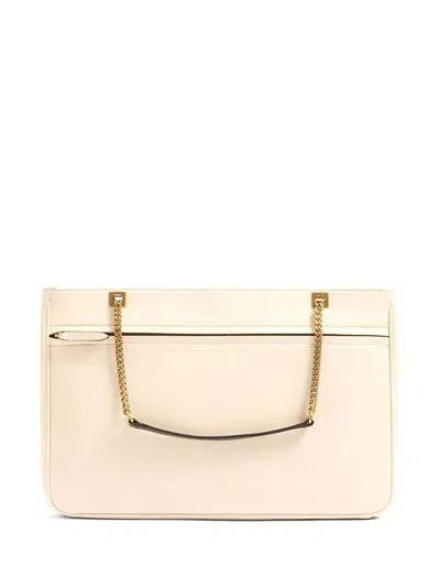Valentino Chain Strap Shopper Featuring External Pocket In Neutral