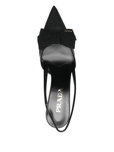 Prada Mesh Slingback Pumps Featuring Bow Detail In Multi