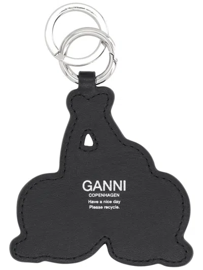 Ganni Leather Keychain In Multi
