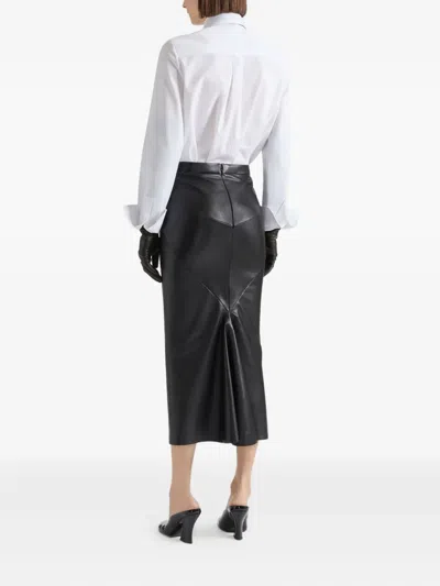 Givenchy Mid-length Skirt In Nappa Leather With Pleated Back In Black