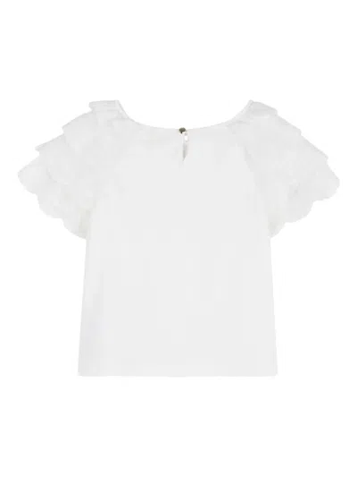 Chloé Ruffled Sleeve Top In White