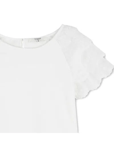Chloé Ruffled Sleeve Top In White
