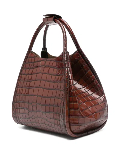 Max Mara Embossed-croc Tote Bag In Brown