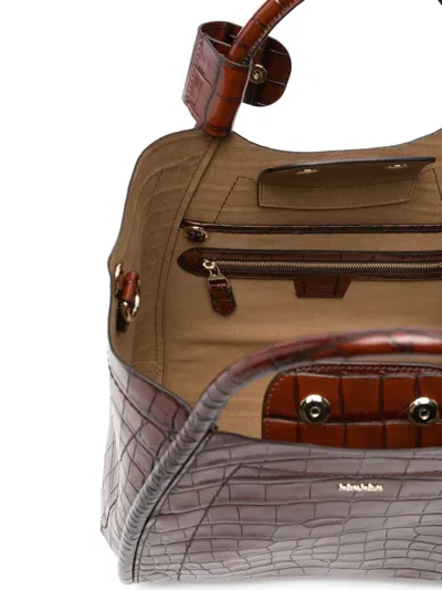 Max Mara Embossed-croc Tote Bag In Brown