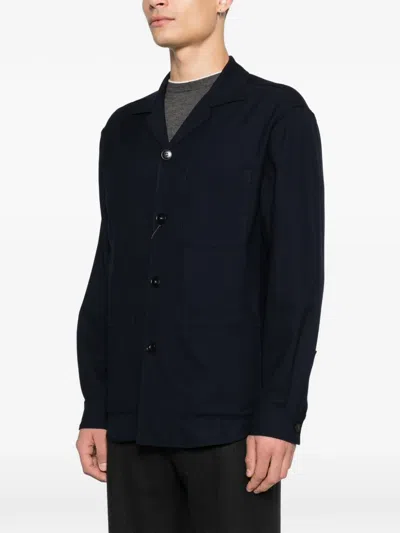 Canali Button-up Jacket In Blue