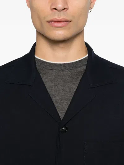 Canali Button-up Jacket In Blue