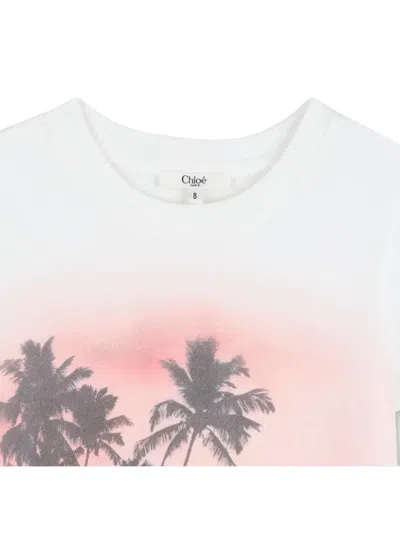Chloé Kids Logo Printed Cotton Jersey T-shirt In White