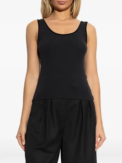 Frame Ribbed Top In Black