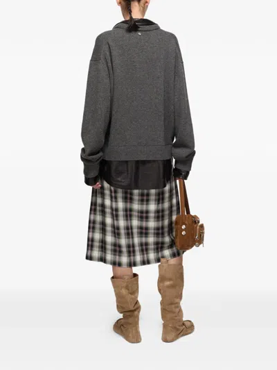 Acne Studios Plaid Midi Skirt In Black