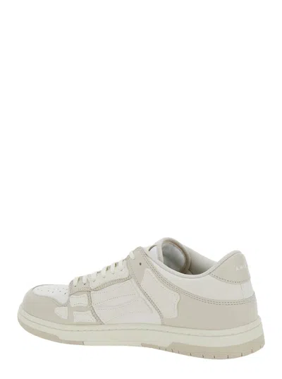 Amiri Skel Top Low White Sneakers With Skeleton Patch In Leather Man In Neutral
