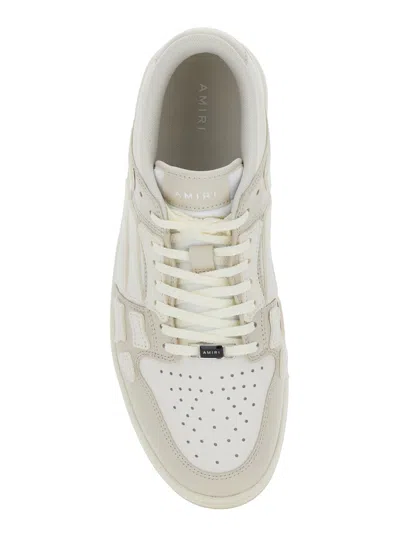 Amiri Skel Top Low White Sneakers With Skeleton Patch In Leather Man In Neutral