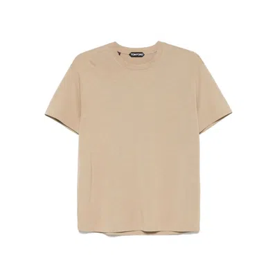 Tom Ford Crew Neck Short Sleeve T-shirt In Neutrals
