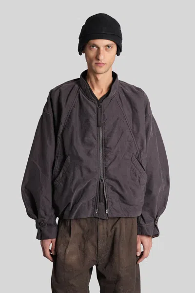 Ziggy Chen Bomber Jacket In Viola Cotton In Brown