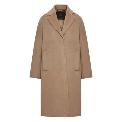 Max Mara Cashmere Coat With Notched Lapels And Pockets In Brown