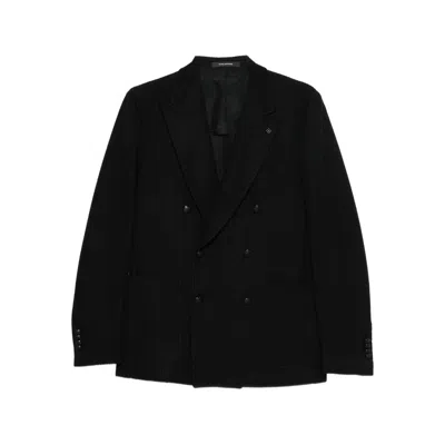 Tagliatore Double-breasted Wool Jacket In Black