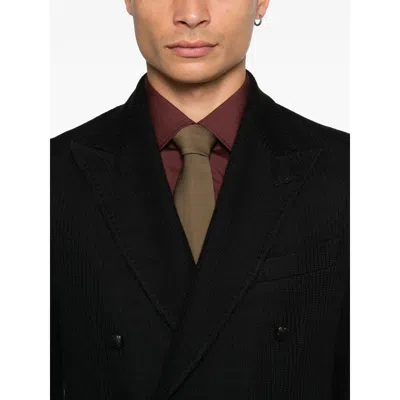 Tagliatore Double-breasted Wool Jacket In Black