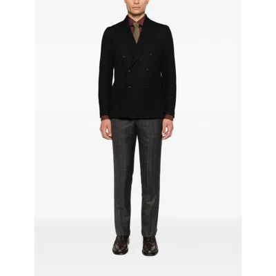 Tagliatore Double-breasted Wool Jacket In Black