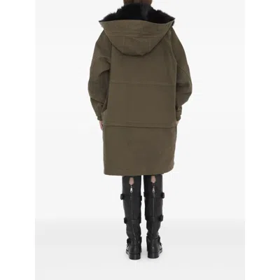 Dolce & Gabbana Padded Coat With Faux Fur Trim In Green