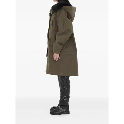 Dolce & Gabbana Padded Coat With Faux Fur Trim In Green