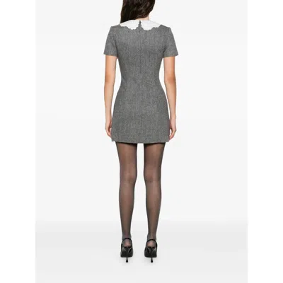 Self-portrait Grey Herringbone Collared Mini Dress Dresses Grey In Gray
