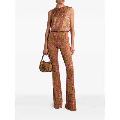 Etro Paisley Foliage Sleeveless Top Button Detail In Multi